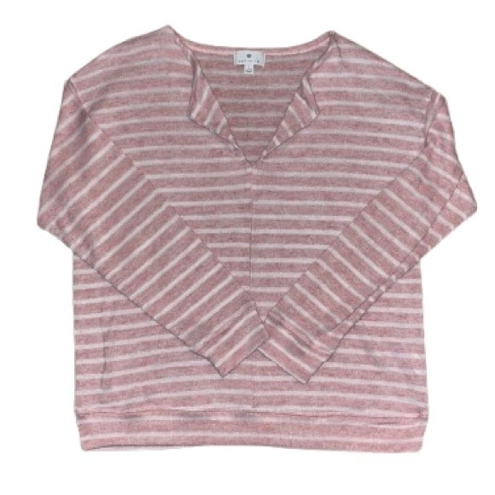 Socialite striped pink and white V-neckline pullover sweater size L